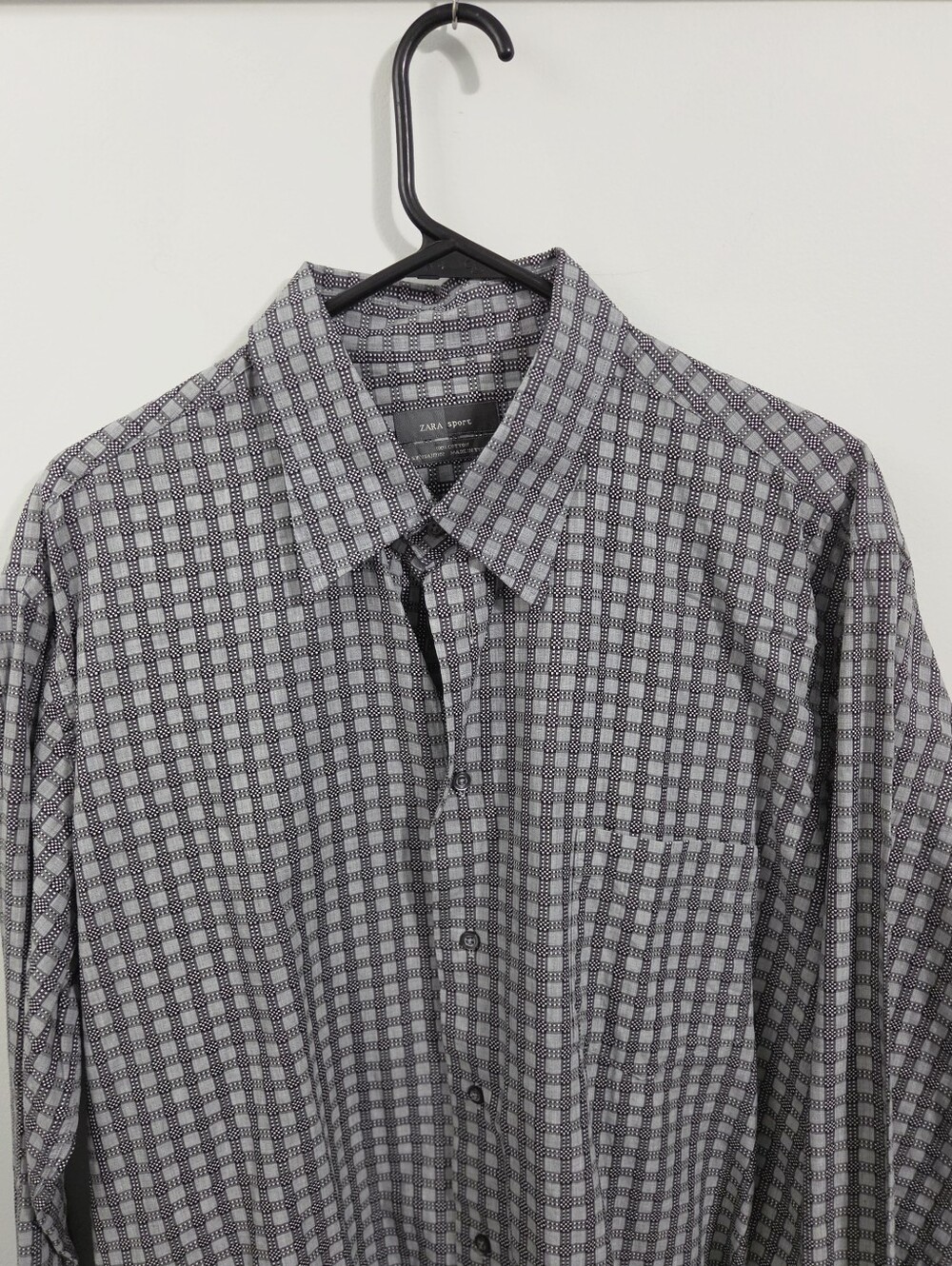 Men's Zata Sport Gray Patterned Button-Down Shirt